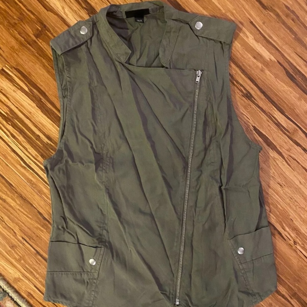 Women's Utility Zipper Vest, Olive Green, XS (fits like a XS or S)